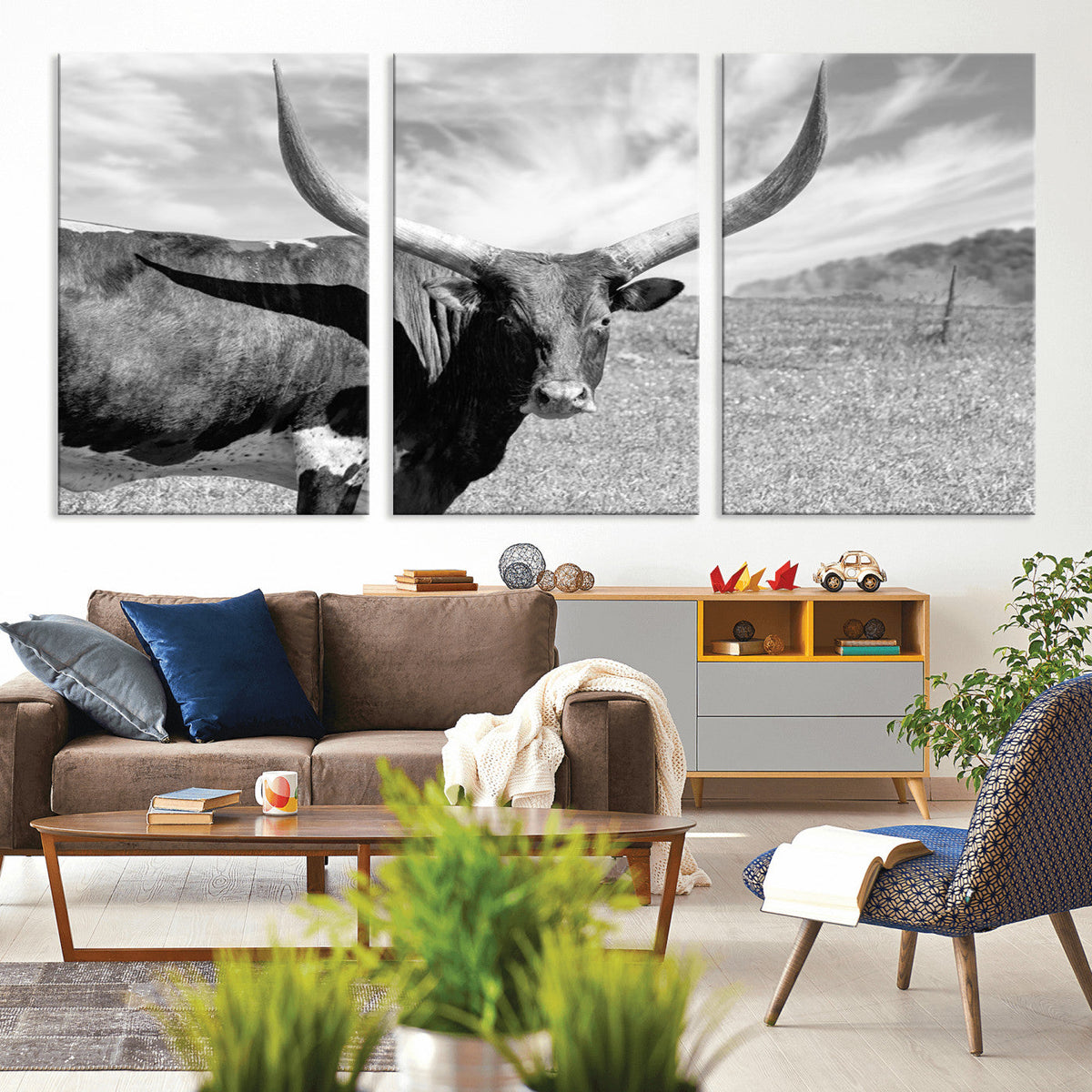 Cattle Wall Art Longhorn Cow Canvas Print