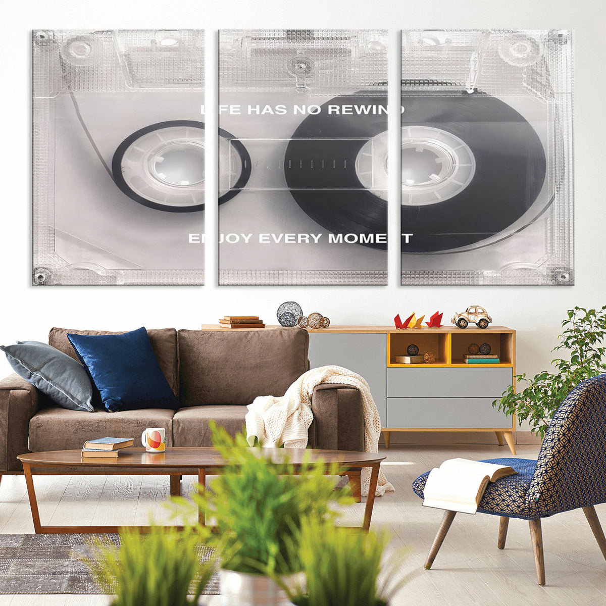 Vintage Cassette Tape Canvas Wall Art - Inspirational 'Life