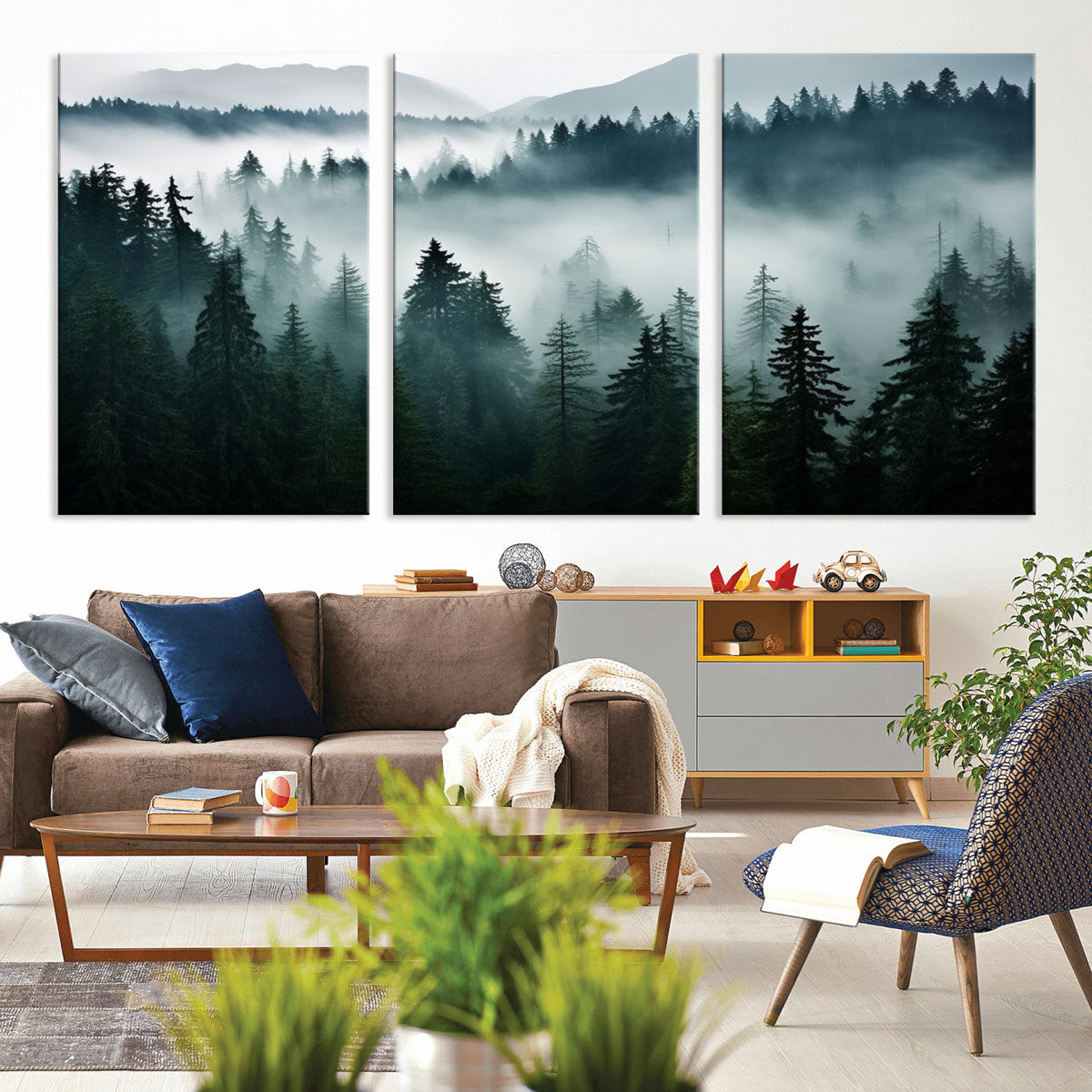 Captivating Misty Forest Wall Art Canvas, Premium Canvas