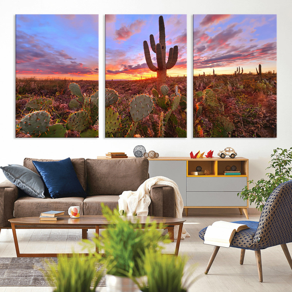 Arizona Desert Wall Art Canvas Print - Framed Deser Sunset