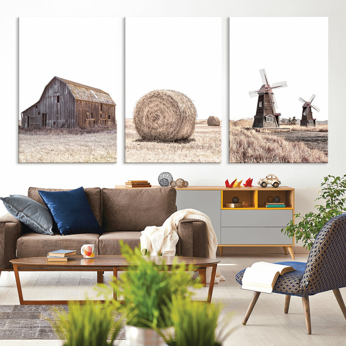 Farm Prints Set, Set of 3 Farmhouse Wall Art, Country House