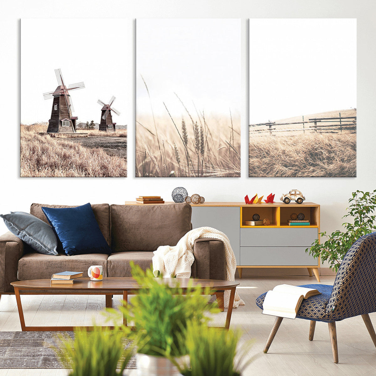 Farm Prints Set, Farmhouse Wall Art Canvas, Country House