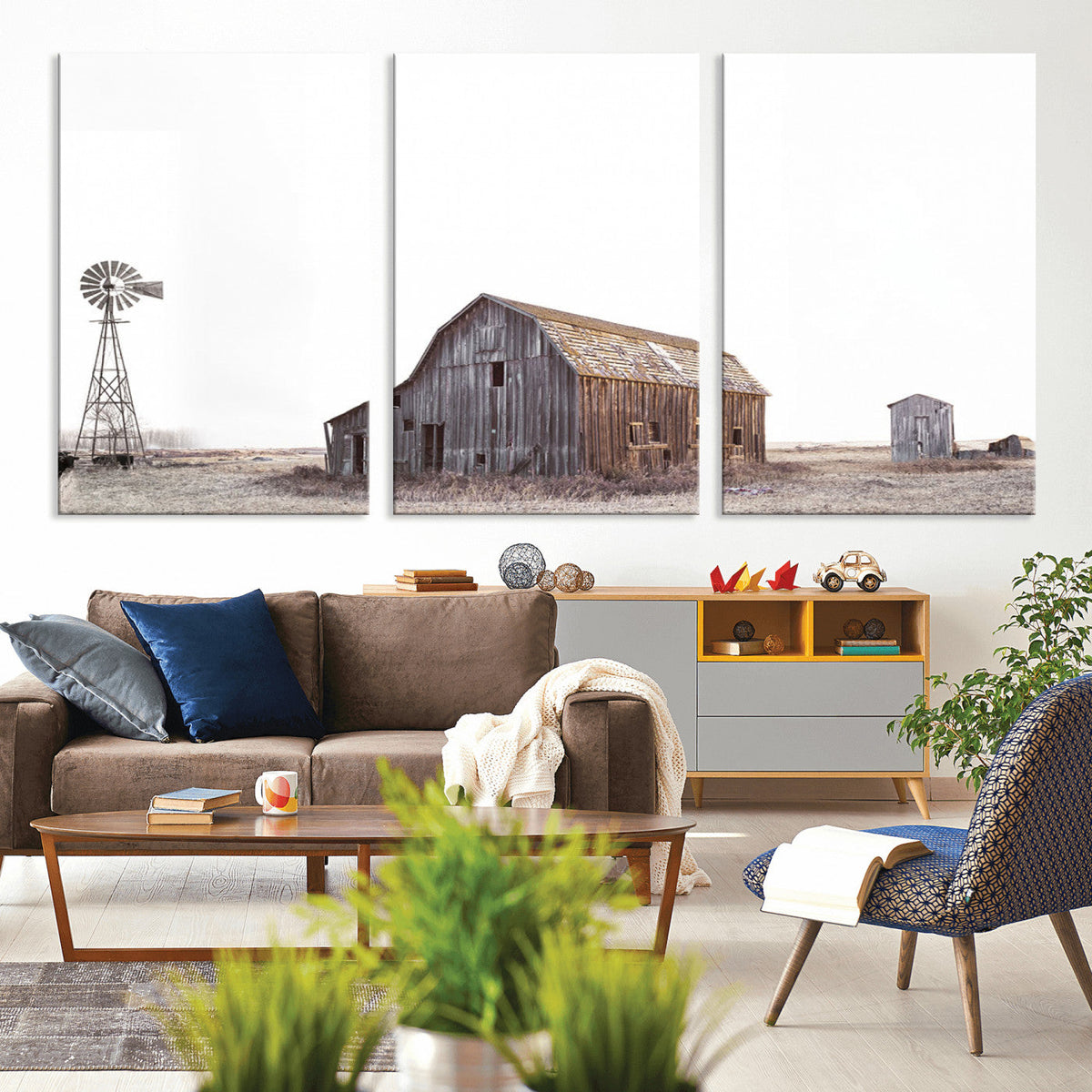 Set of 3 Rustic Farmhouse Wall Art Prints – Country Barn,