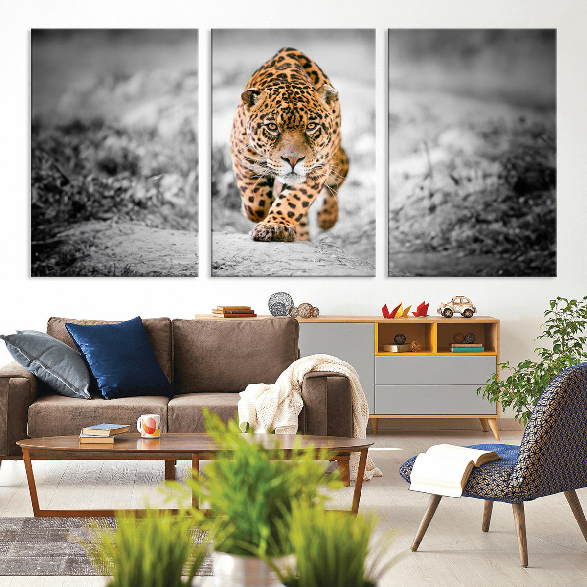 Jaguar Wall Art Canvas Print - Majestic Big Cat in Focused