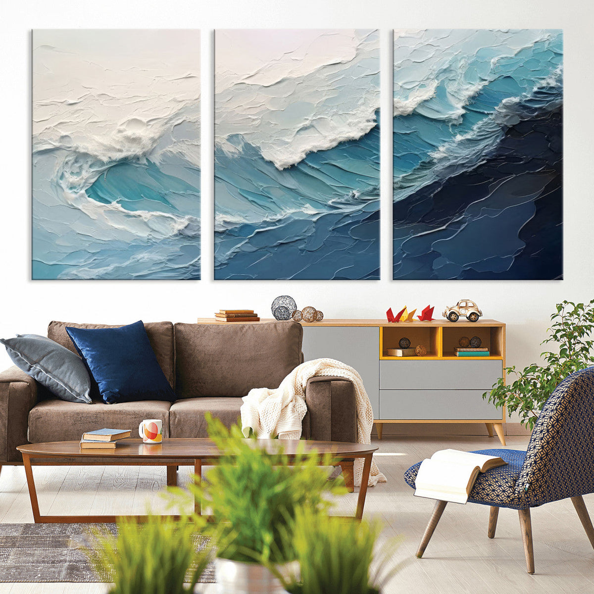 Ocean Wave Canvas Wall Art Print – Coastal Living Room Large