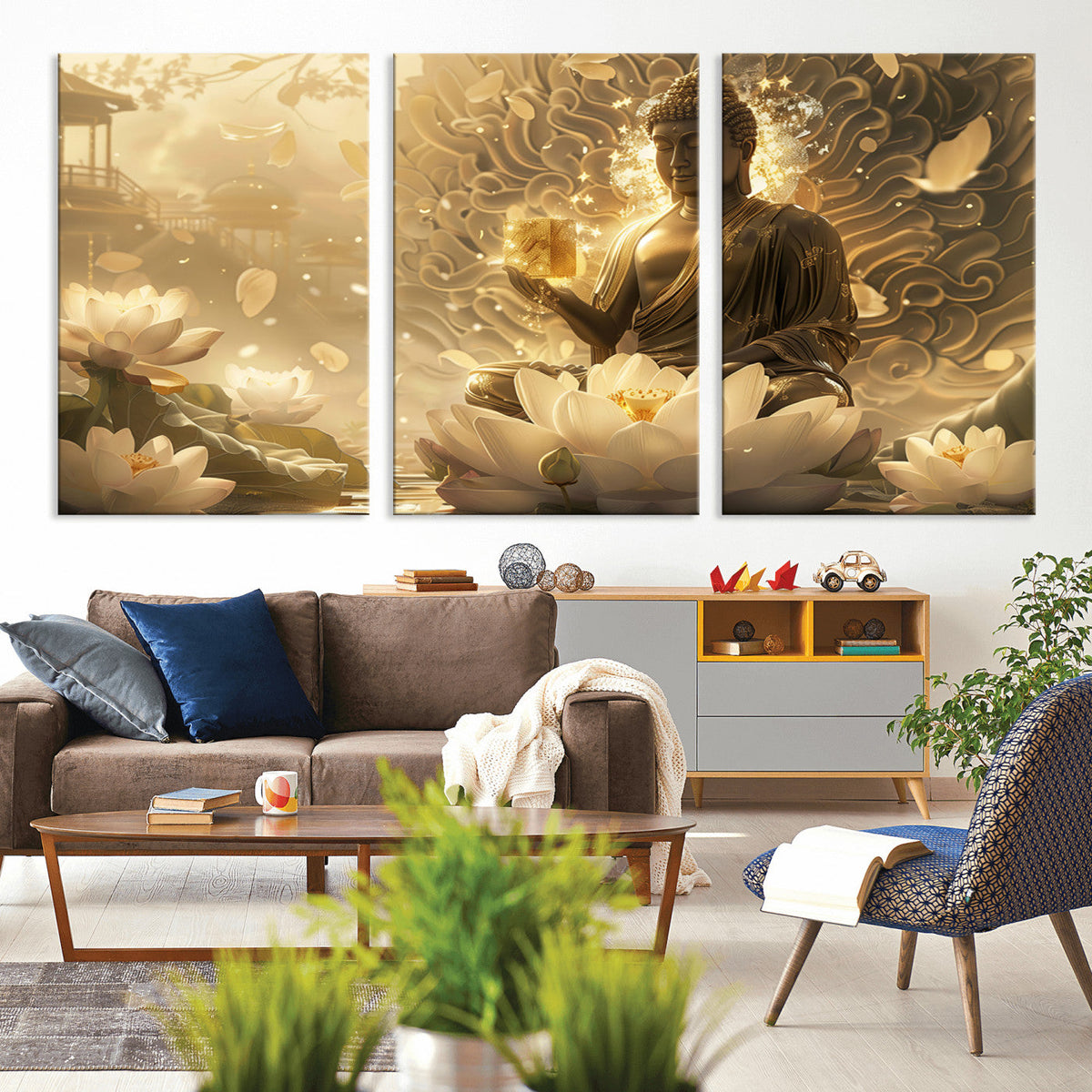 Golden Buddha Wall Art | Yoga Room Decor and Meditation Room