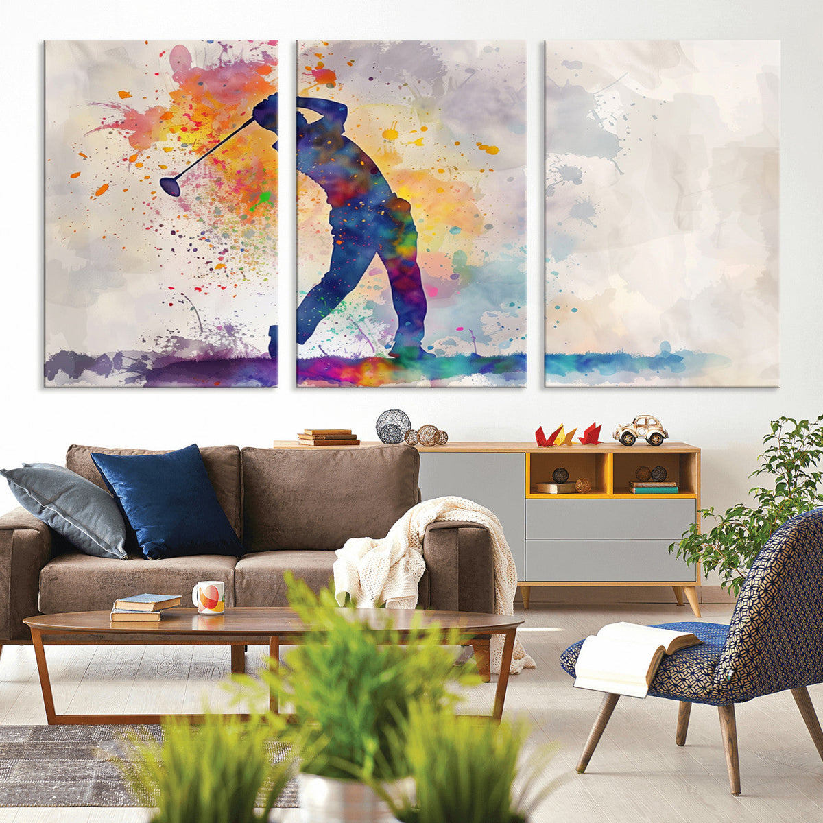 Watercolor Golf Swing Wall Art Canvas Print | Vibrant