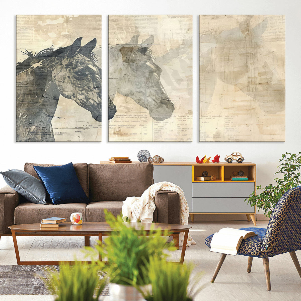 Abstract Horse Canvas Print | Modern Farmhouse Wall Art |