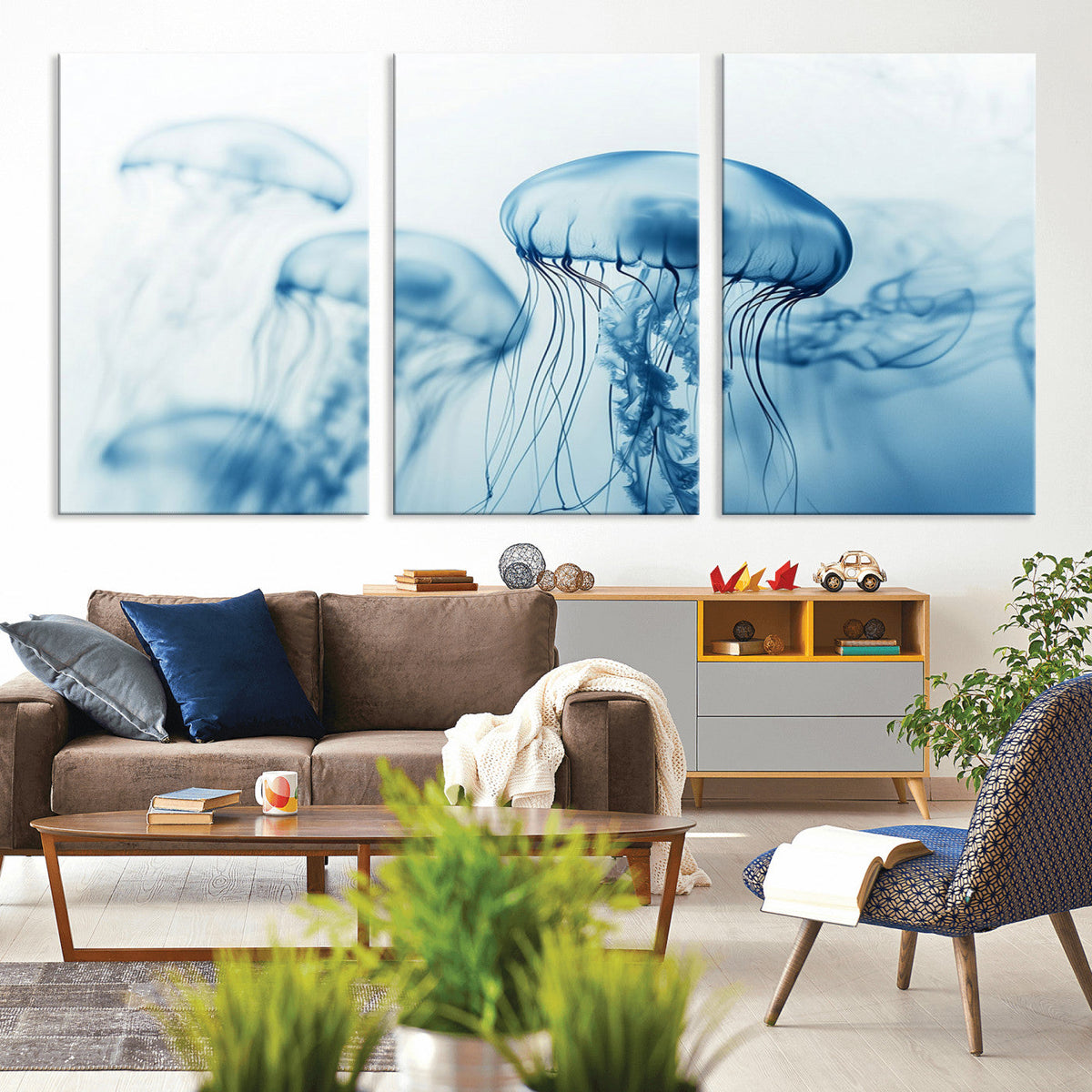 Blue Jellyfish Wall Art Canvas Print