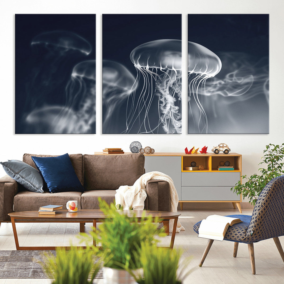Jellyfish Wall Art Canvas Print, Modern Abstract Jellyfish