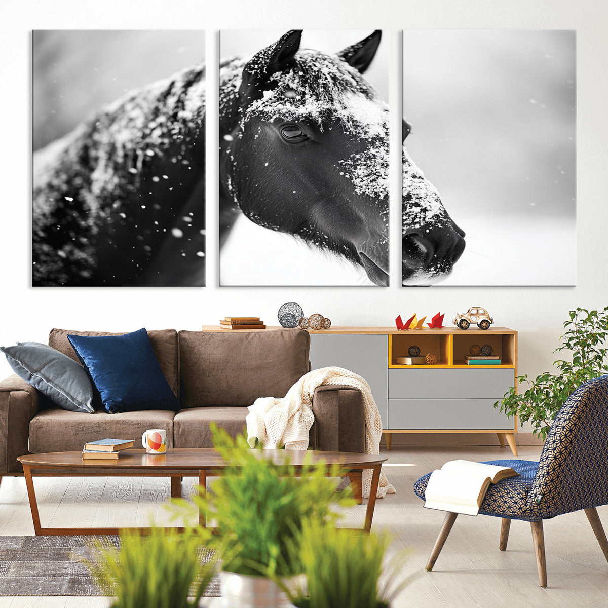 Horse Canvas Print - Winter Horse Snow Wall Art Canvas Print