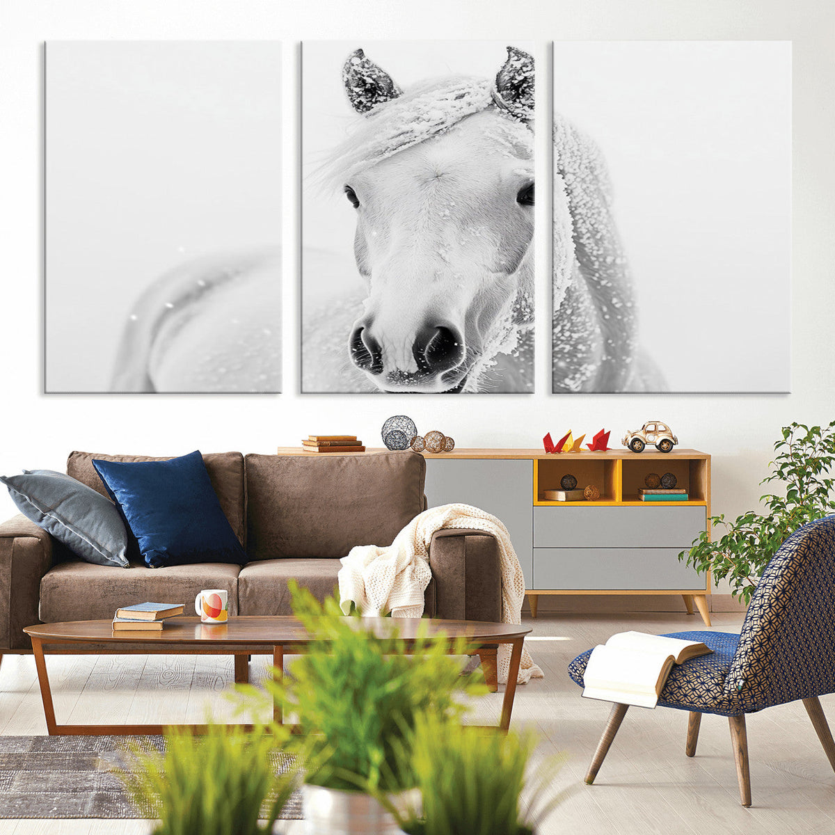 Majestic White Horse Wall Art | Ready to Hang and Framed |