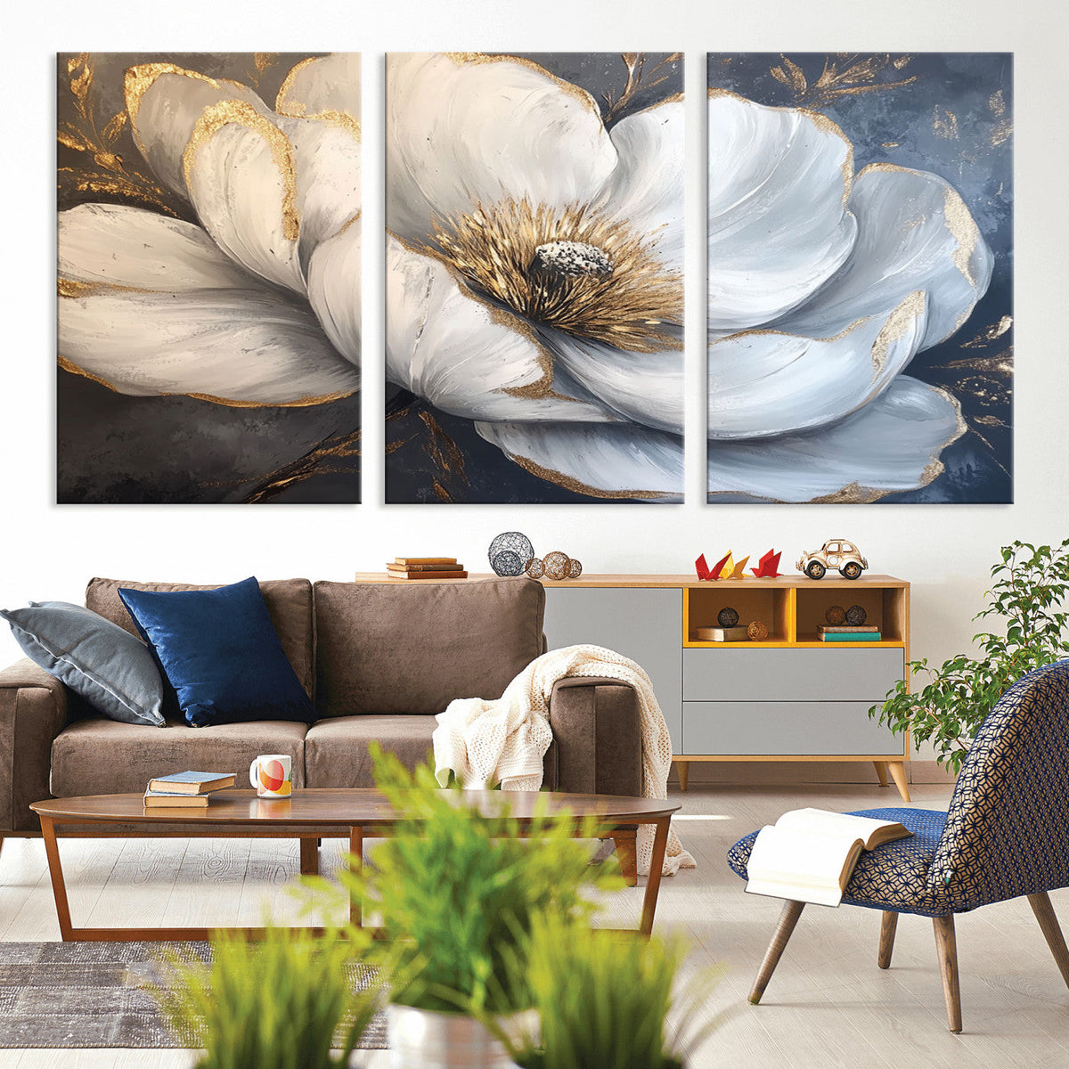 White Magnolia Flower Wall Art Canvas Print | Abstract