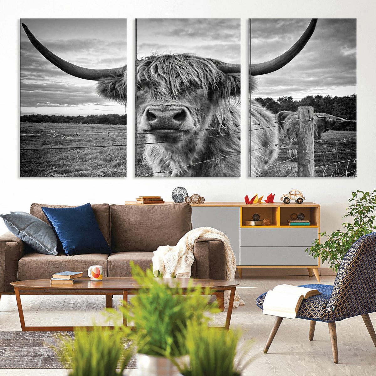 Scottish Highland Cow Wall Art Canvas Print | Ready to Hang