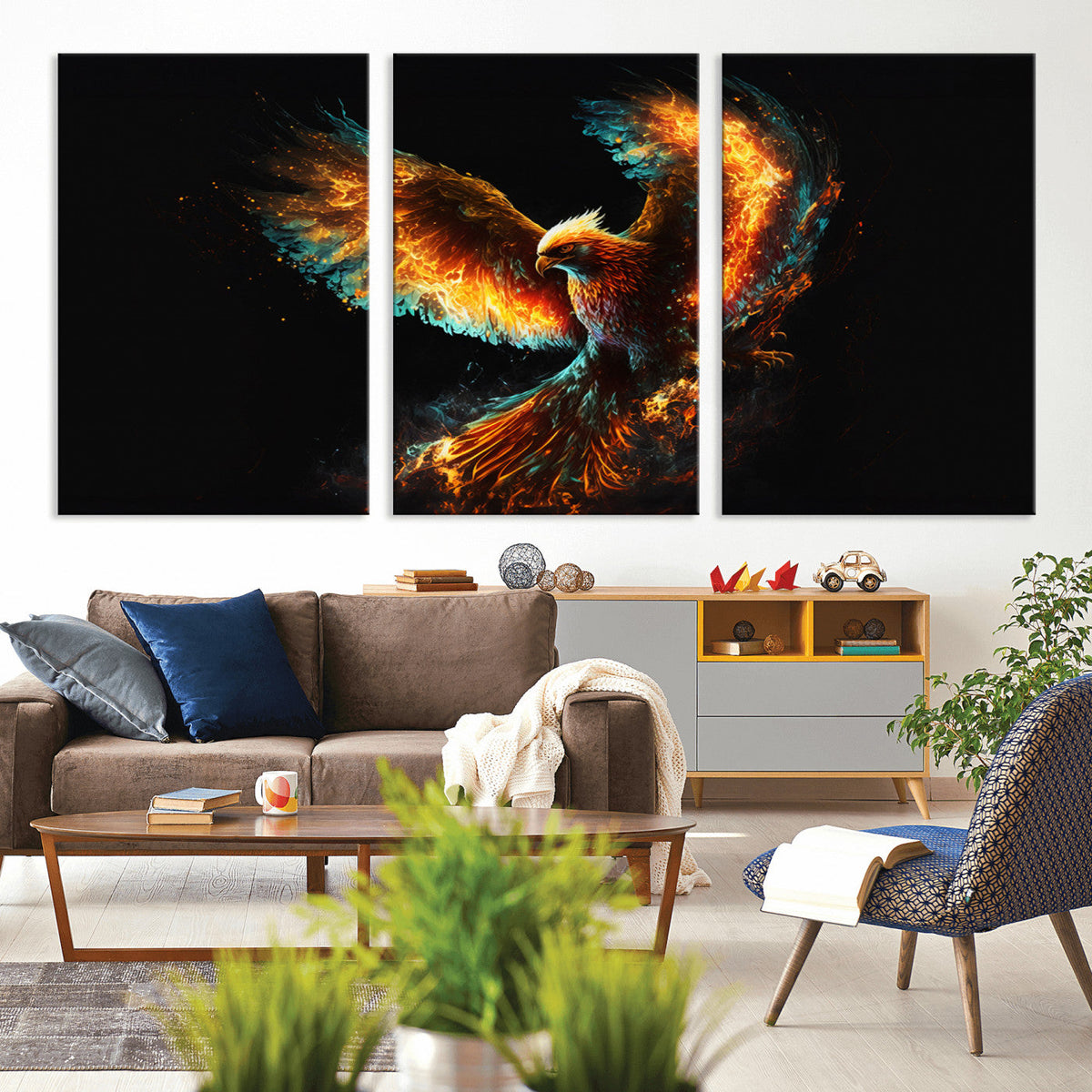Fiery Phoenix Canvas Print | Ready to Hang Wall Art | Bold