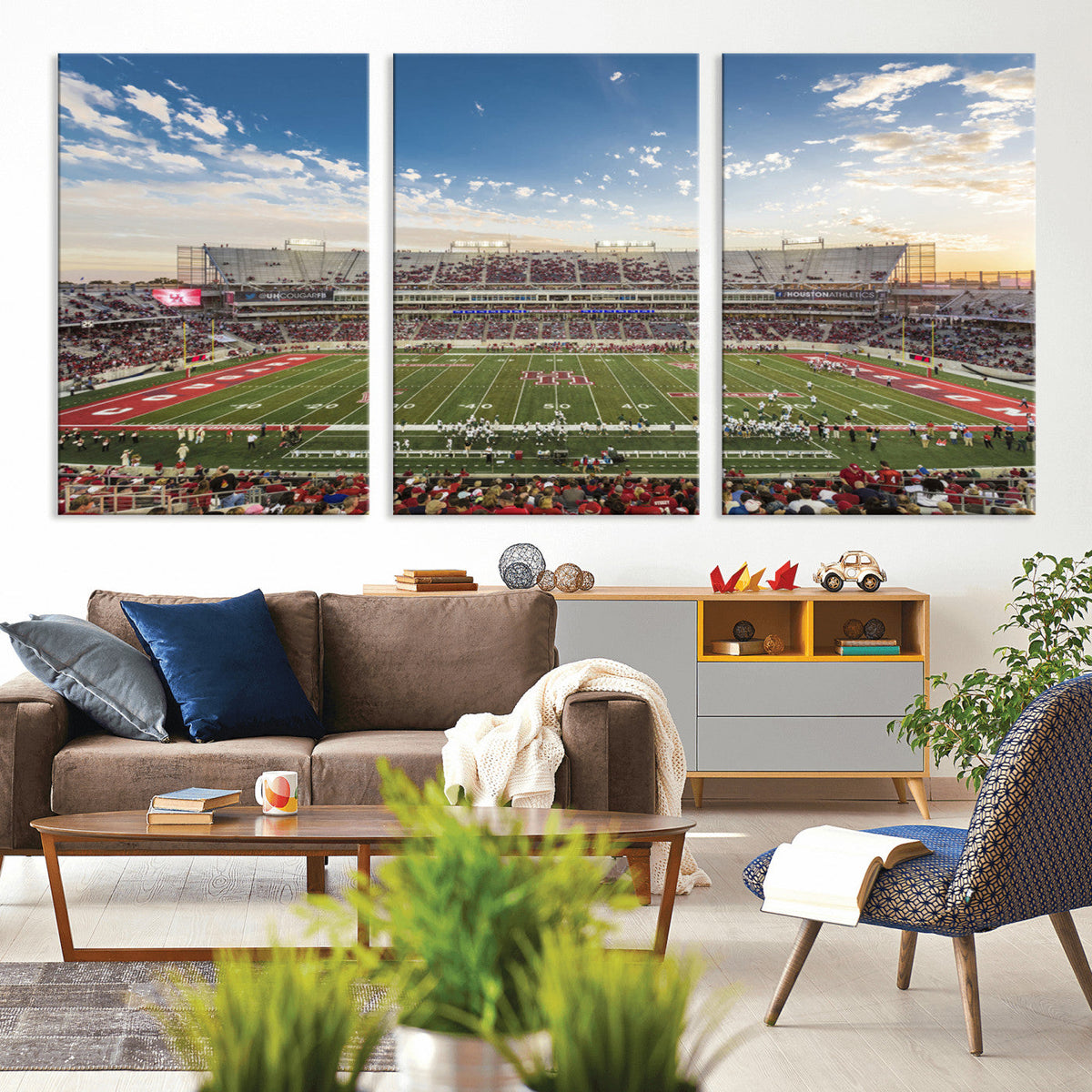 Framed Houston Cougars Football Team Print - Houston TDECU