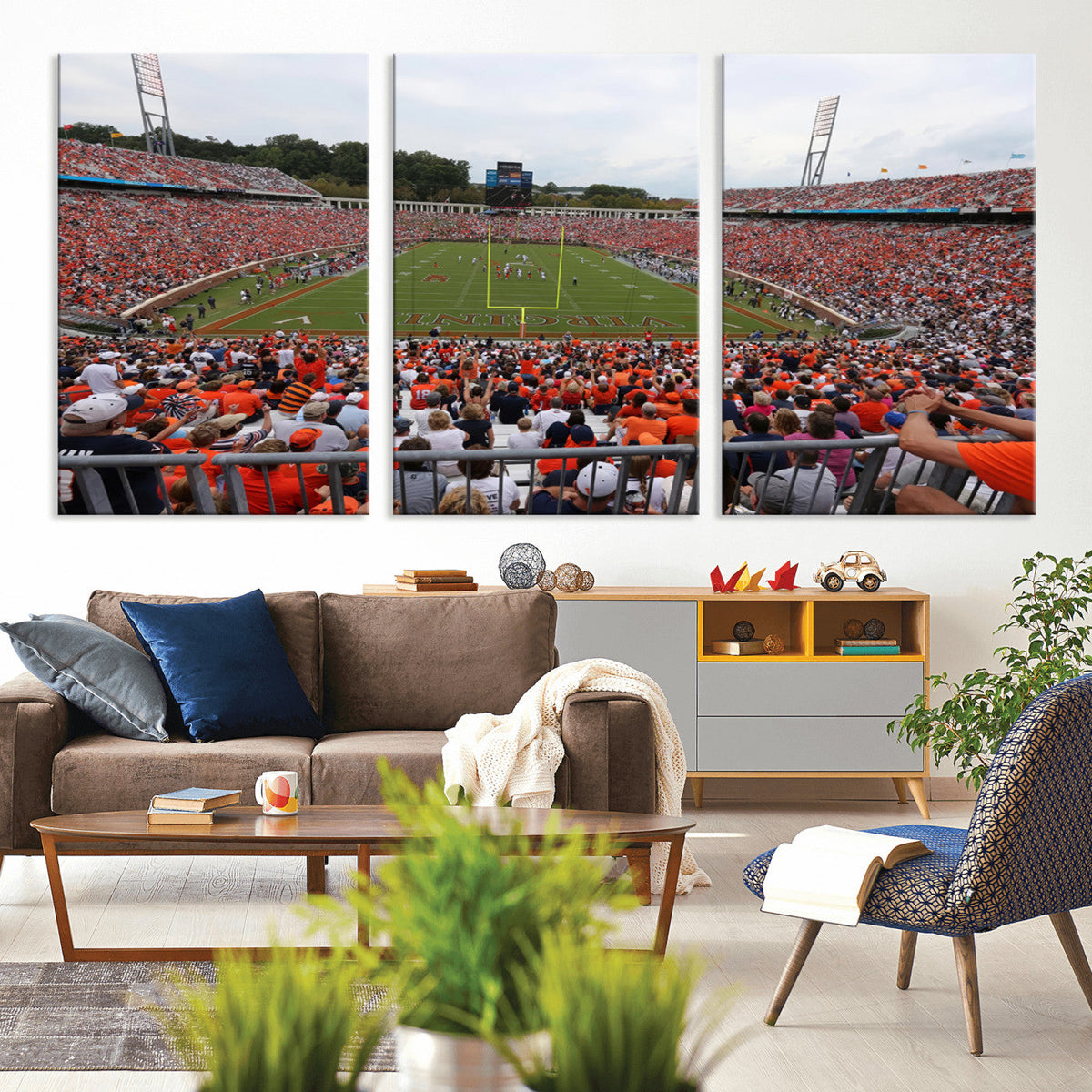 Virginia Cavaliers Football Team Print - Charlottesville Scott Stadium Print Wall Art Canvas