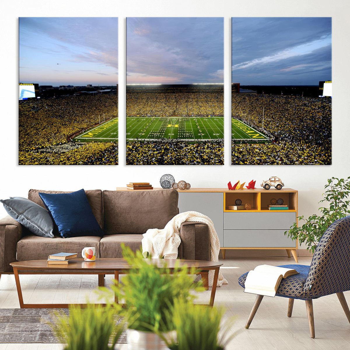 Michigan Stadium Wall Art Canvas Print, Vibrant Game Day
