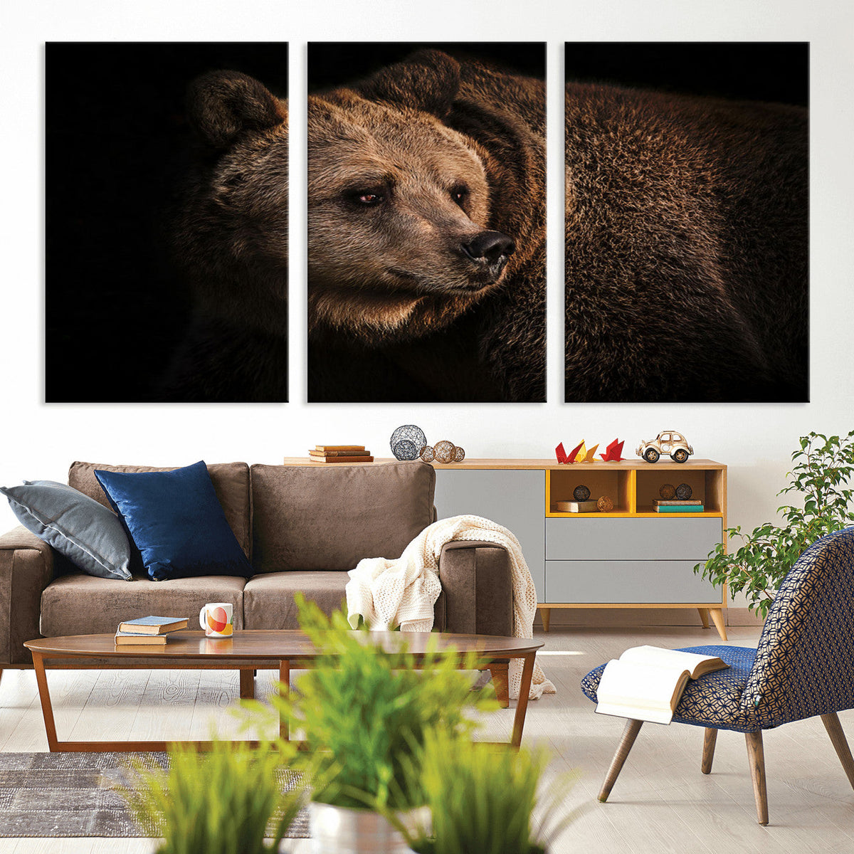 Wild Grizzly 399 Bear Canvas Wall Art Print, Bear Animal