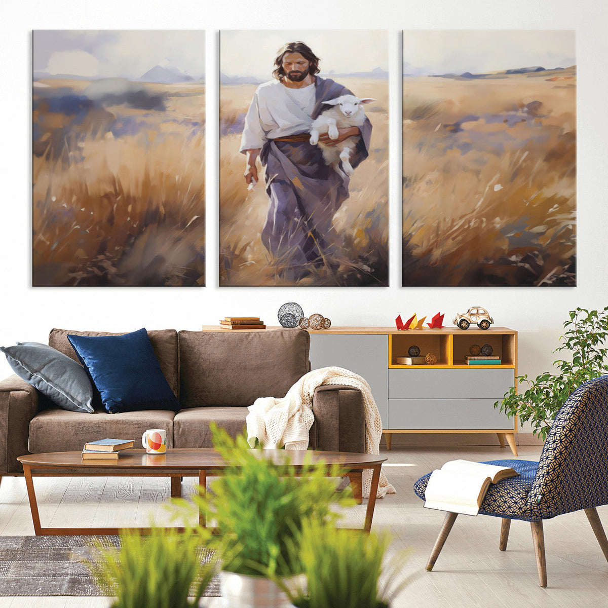 Jesus the Good Shepherd Wall Art Canvas Print - Lost Lamb