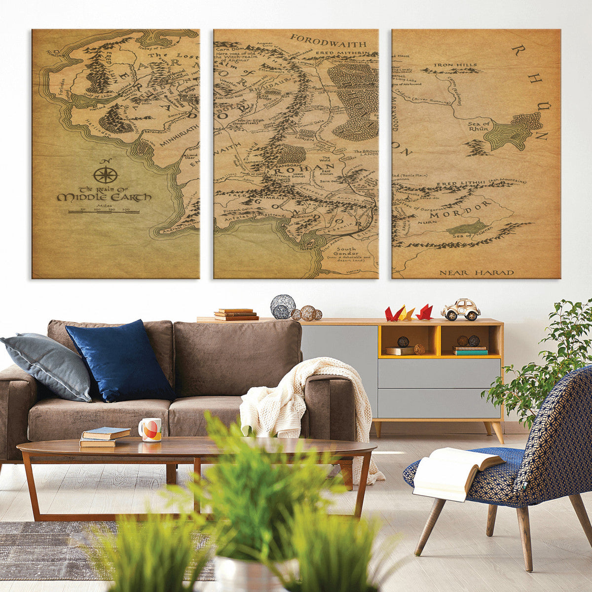 Middle Earth Map Canvas Wall Art – Vintage Fantasy Map