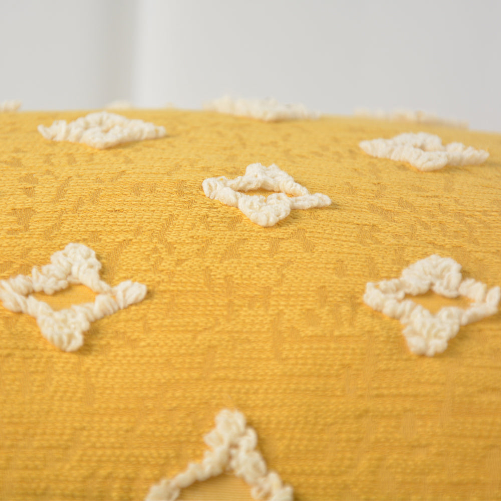 12''x20'' Tufted Floral lumbar support 100% cotton Throw Pillow | 7 Colors β Textured Daisy Stitch Design | Boho Chic Lumbar & Accent Pillow | Insert Included