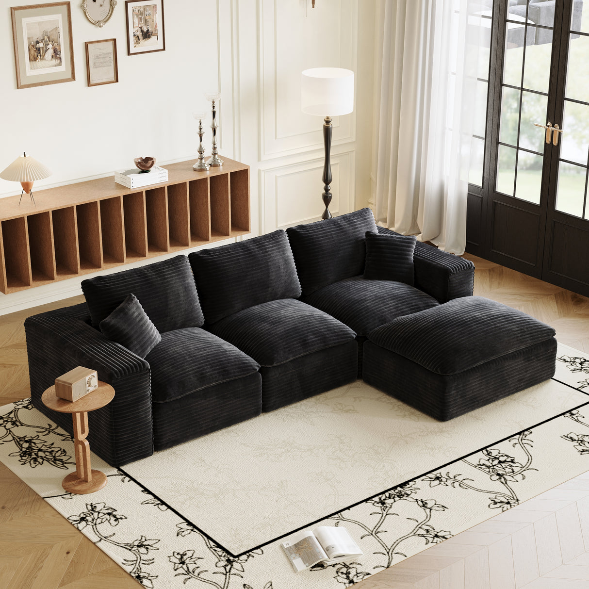 108" Cloud Modular Sectional Couch with L-Shape Chaise — Deep Seat, Left/Right Reversible