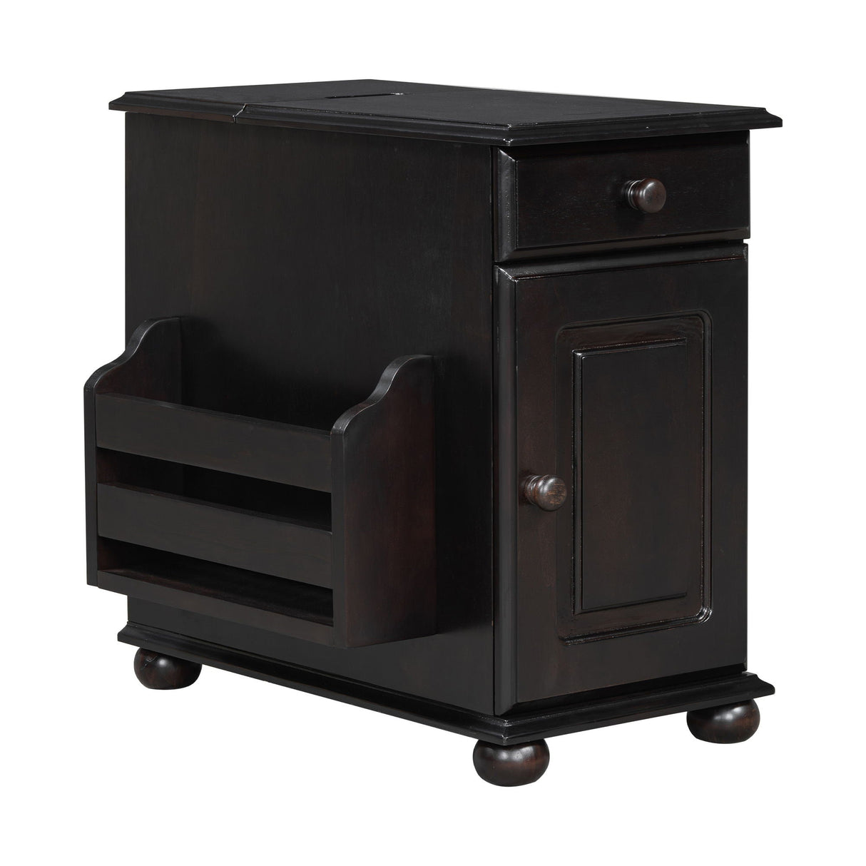 Vintage Flip Top Side Table With USB Ports