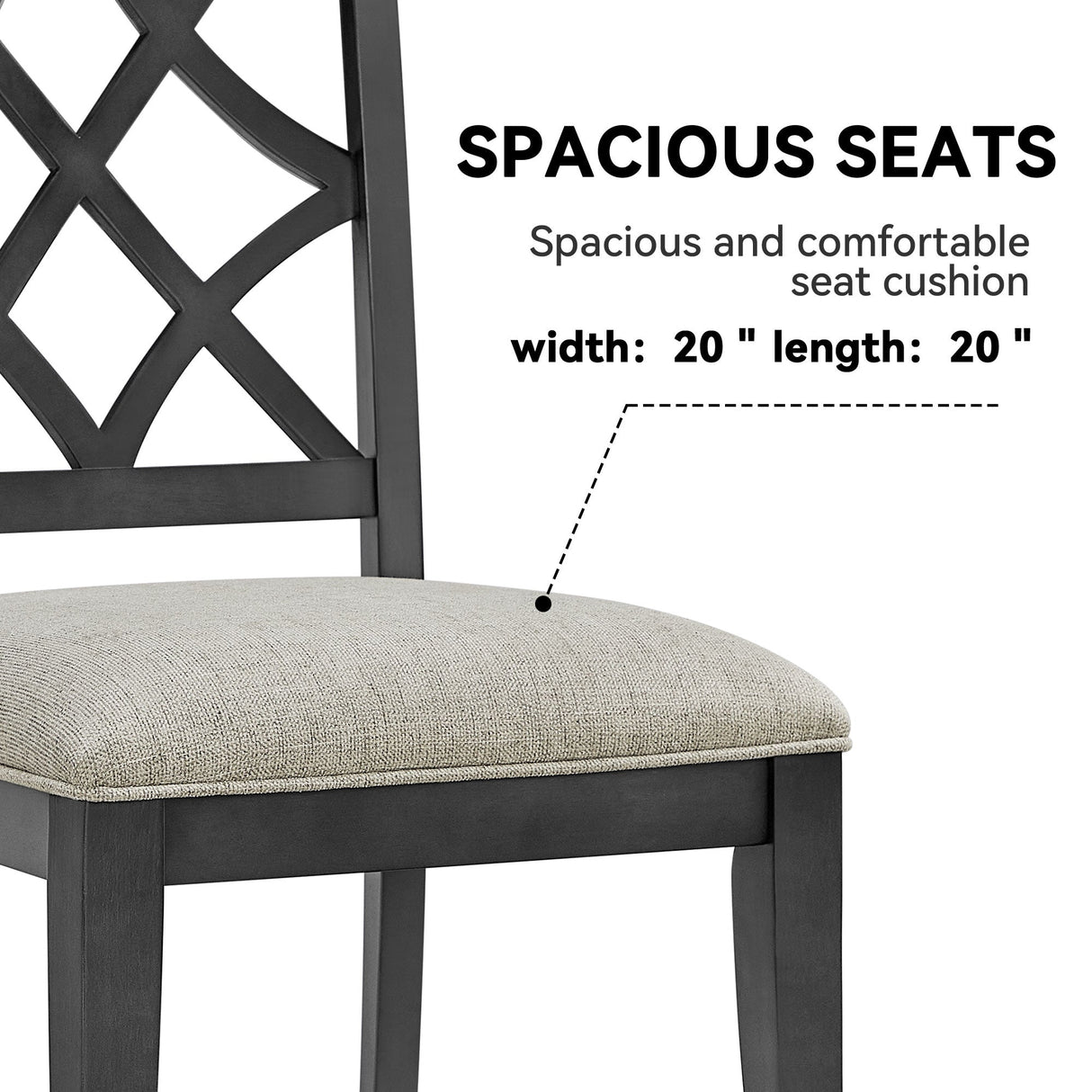 Wooden Lattice-Back Dining Chairs, Set of 2