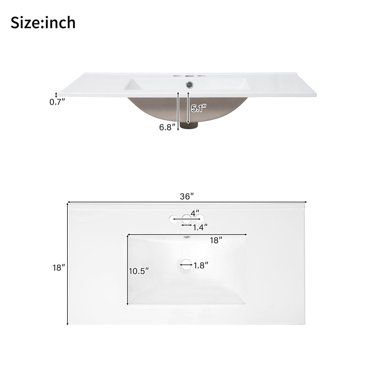Bathroom Vanity With Sink, Soft Close Doors, Adjustable Shelf & 3 Drawers