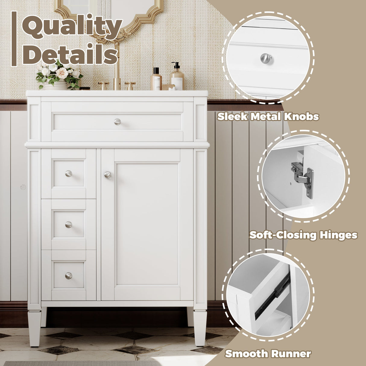 24" Bathroom Vanity with Top Sink