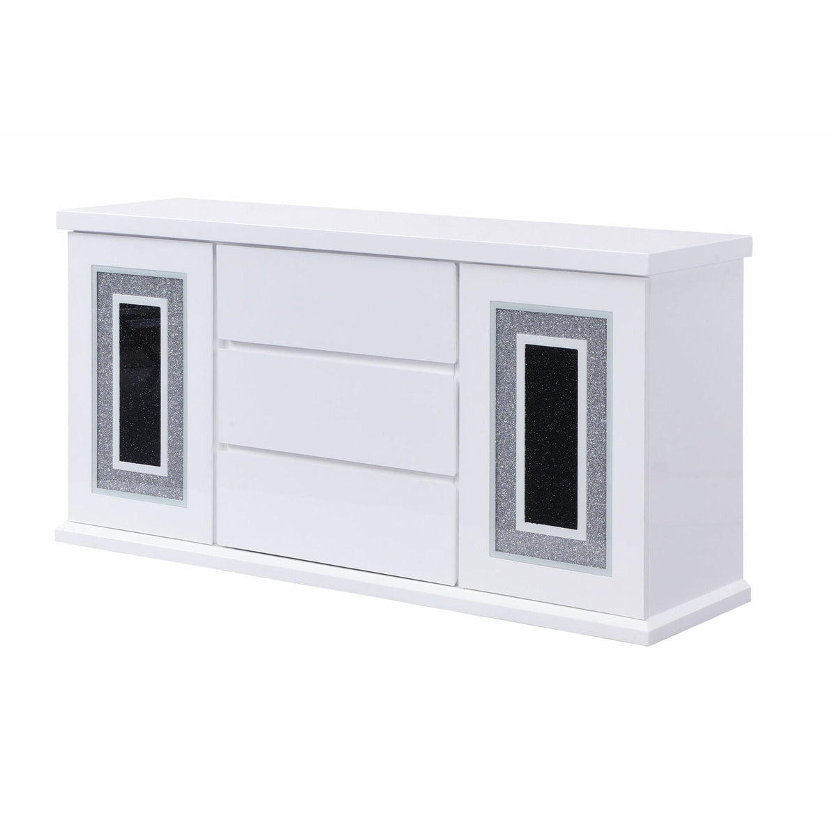 Buffet with Clear Glass Inlay - 61.8" Wide, High Gloss Finish