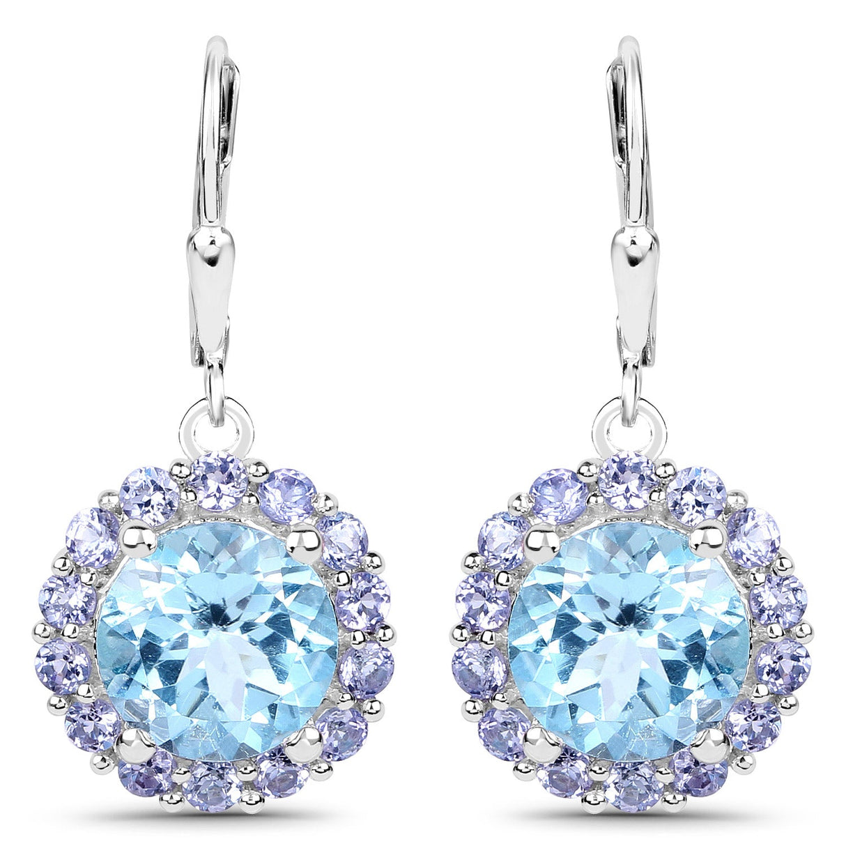 9.96 Carat Genuine Blue Topaz and Tanzanite .925 Sterling Silver Earrings
