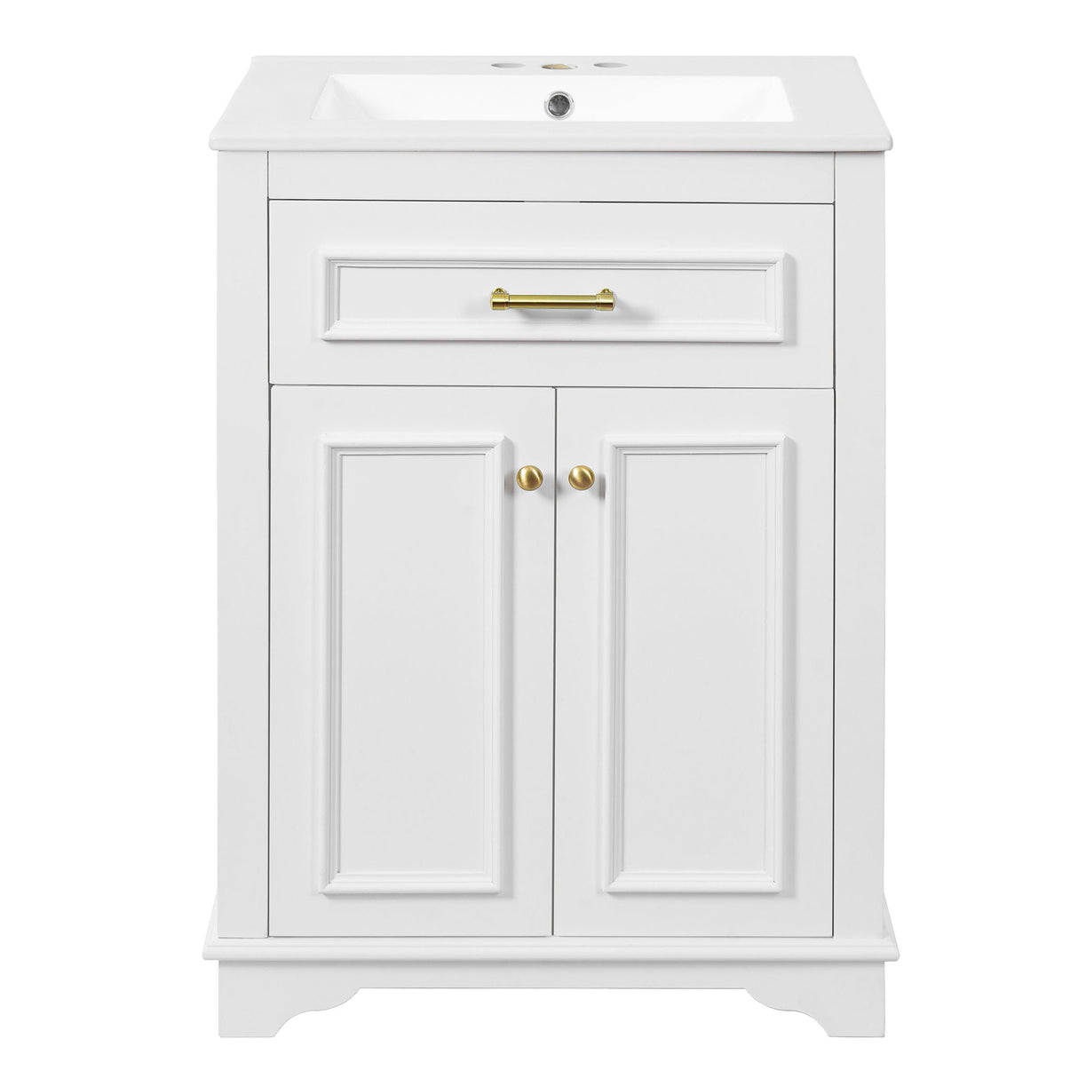 Bathroom Vanity With Integrated Sink, 2 Door Cabinet With Tip Out Drawer