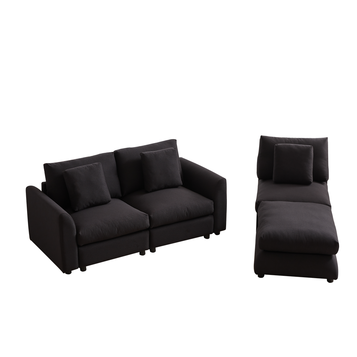 102.2 Inch Combination Sofa Modular Sofa with Ottoman Black