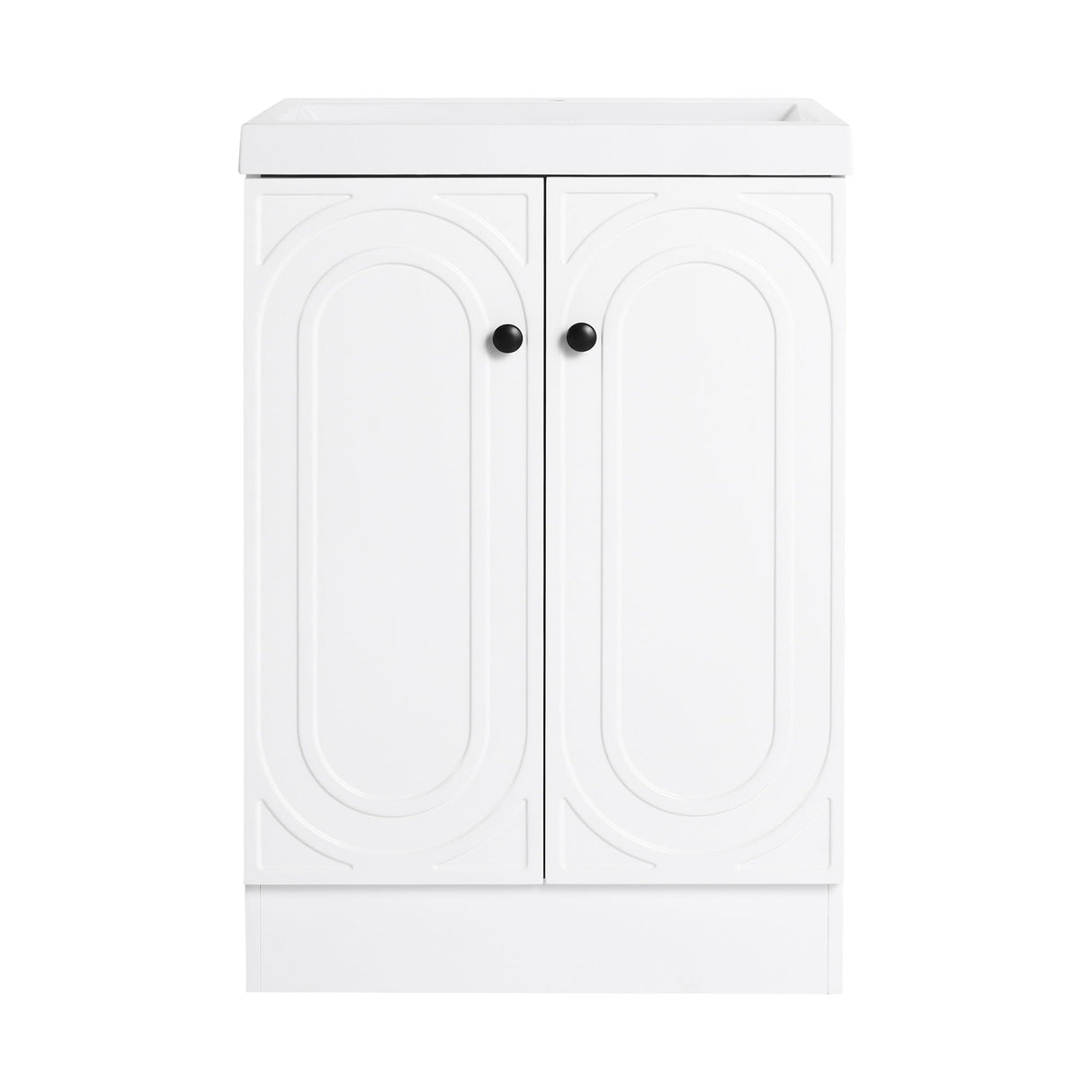 Contemporary Freestanding Bathroom Vanity With Resin Sink & Soft-Close Cabinet Doors