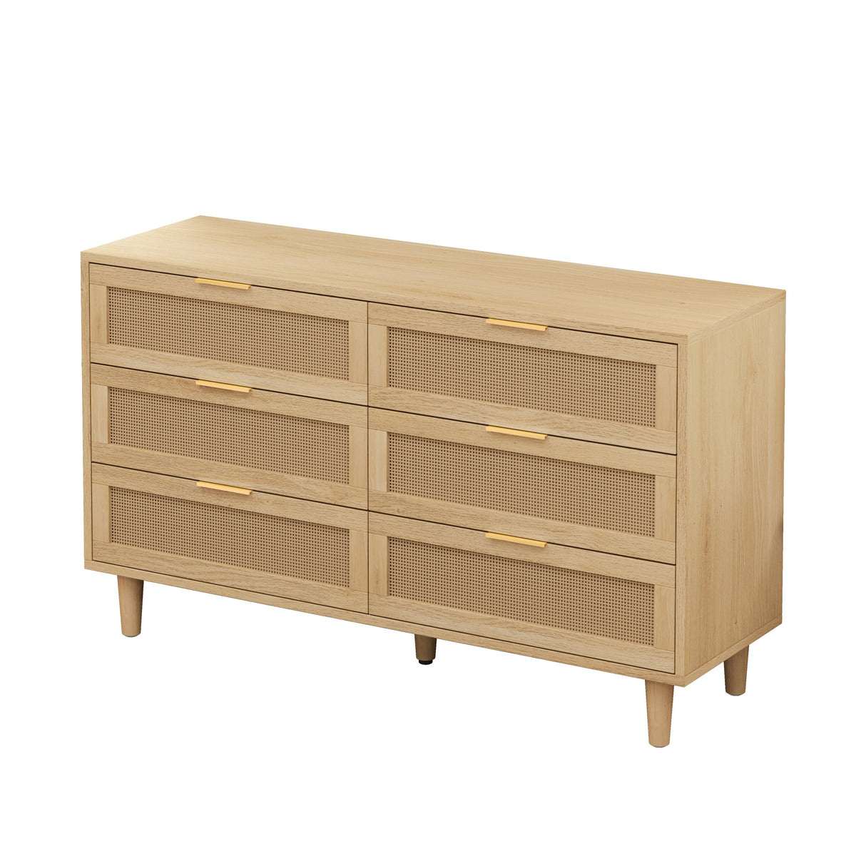 51.18' 6-Drawers Rattan Storage Cabinet Natural