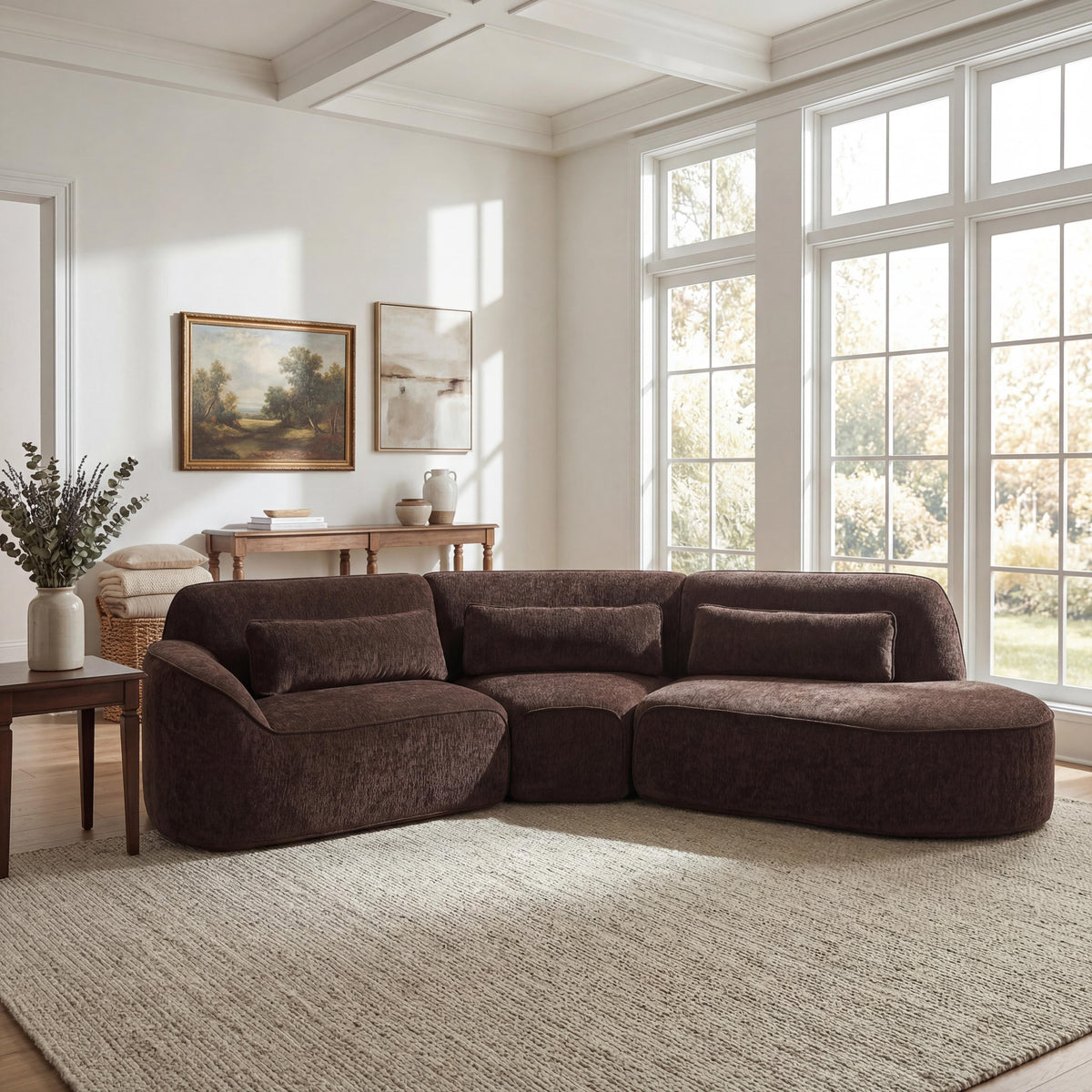 123" Modern Curved Sectional Sofa with Chaise Lounge - 3-Piece Set
