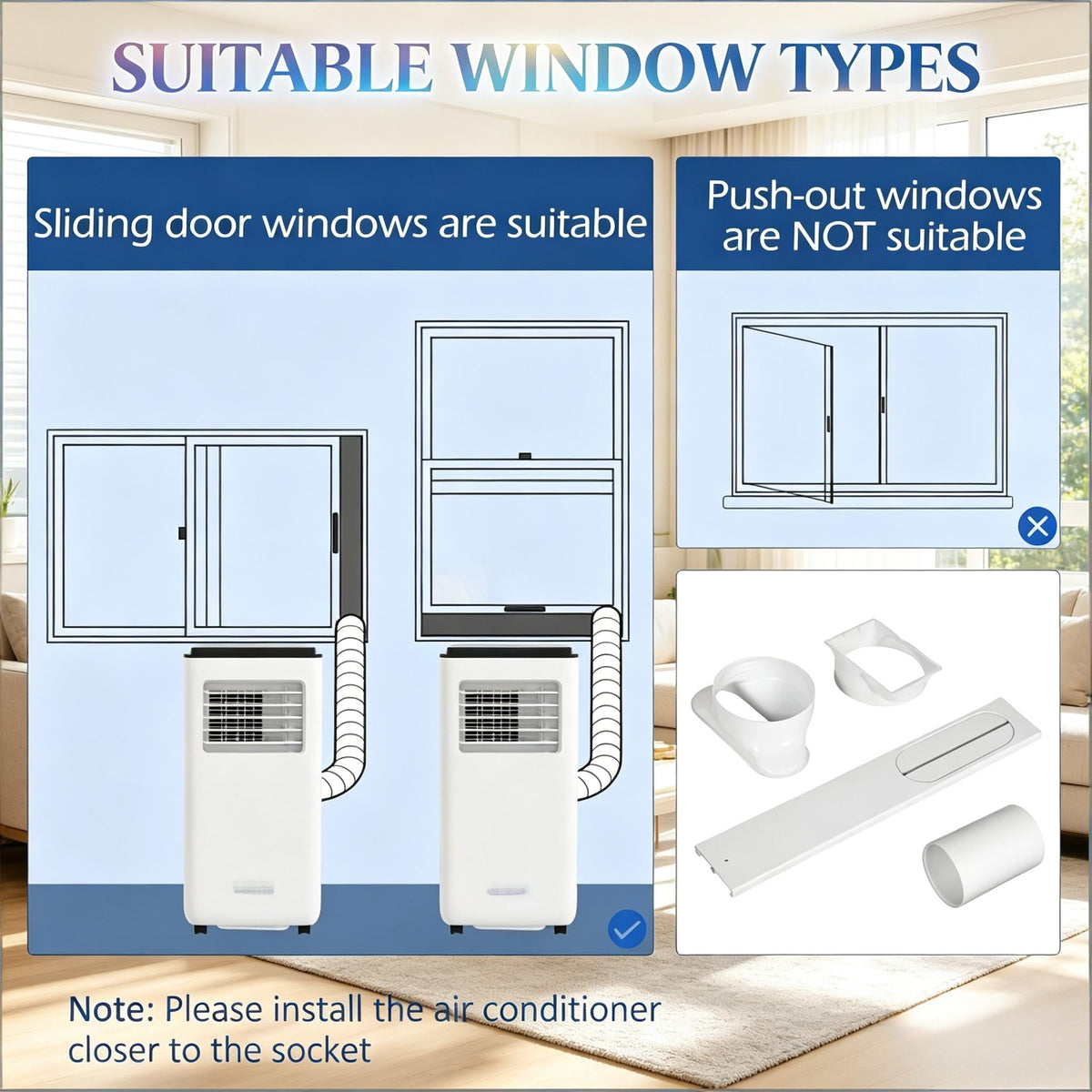 Portable Air Conditioner with Powerful Cooling and Multiple Modes - White