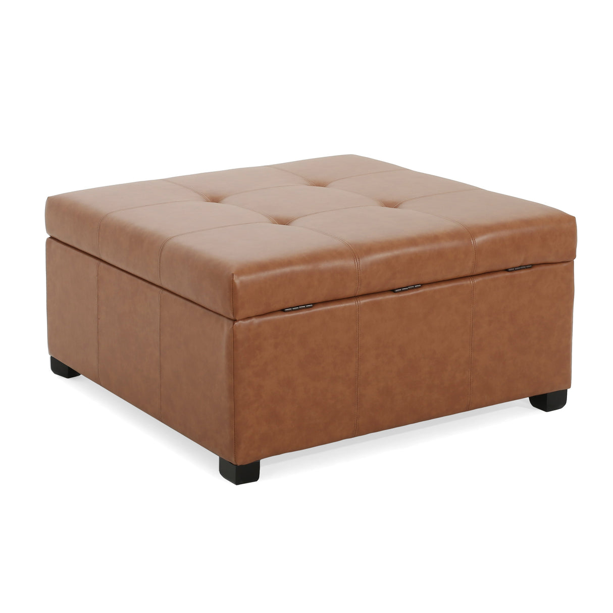 Faux Leather Tufted Storage Ottoman