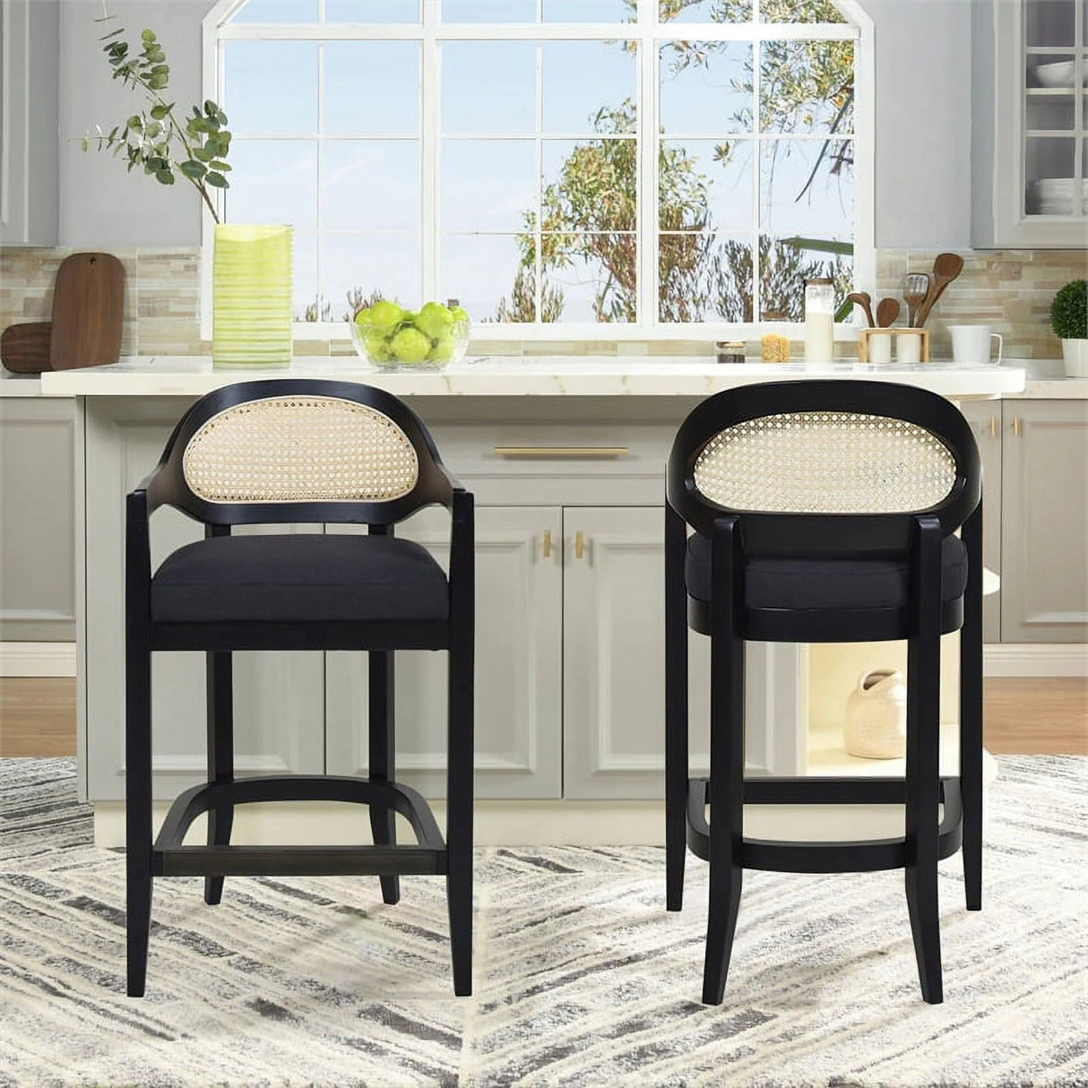 Americana - Mid-Century Modern Cane Back Counter Stool