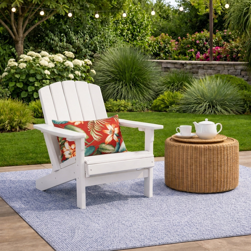 2 Pack Outdoor Lumbar Pillow Covers - Red Tropical