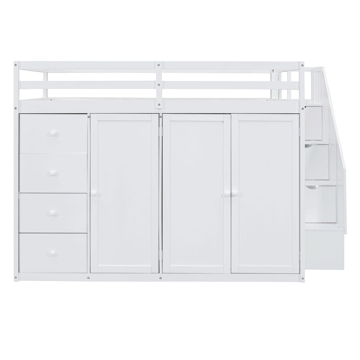 Loft Bed With Built In Wardrobes, Cabinets And Drawers