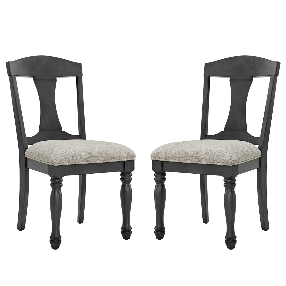 Wooden Frame Upholstered Dining Chairs, Set of 2
