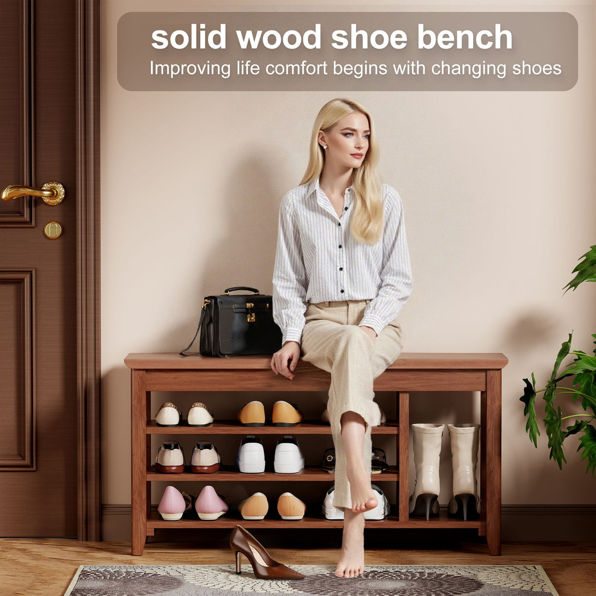 Multi Functional Double Layer Shoe Stool