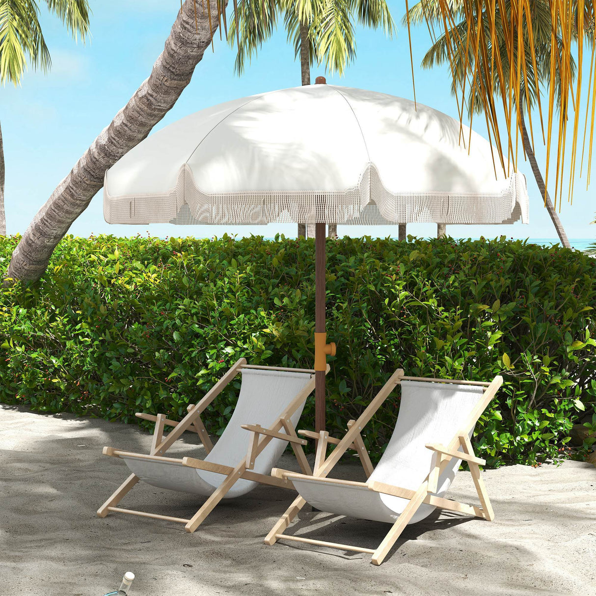 Outsunny 6.2' Portable Beach Umbrella, UV 40+ Ruffled Outdoor Umbrella