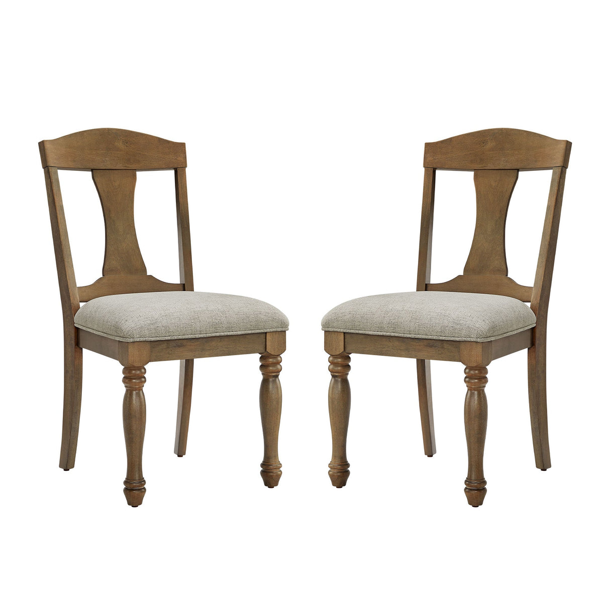 Wooden Frame Upholstered Dining Chairs, Set of 2