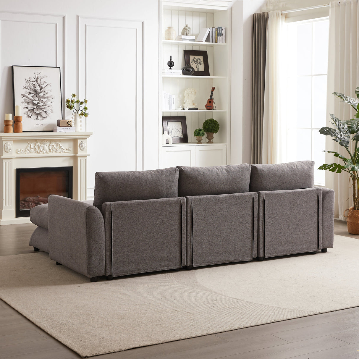 102.2 Inch Combination Modular Sofa with OttomanGrey