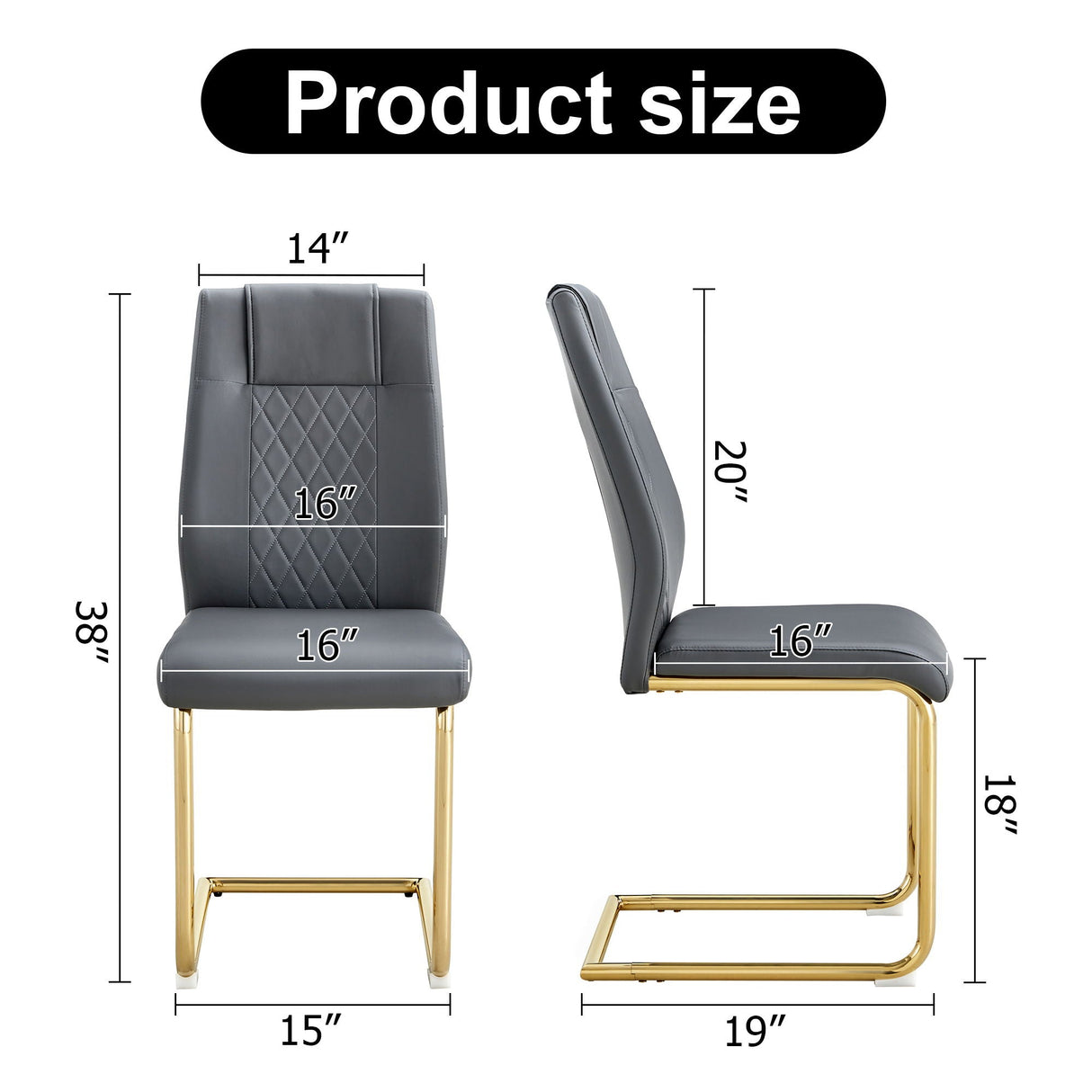 Modern Legged Upholstered Dining Chairs (Set of 4) Artificial For Kitchen And Office - Gray