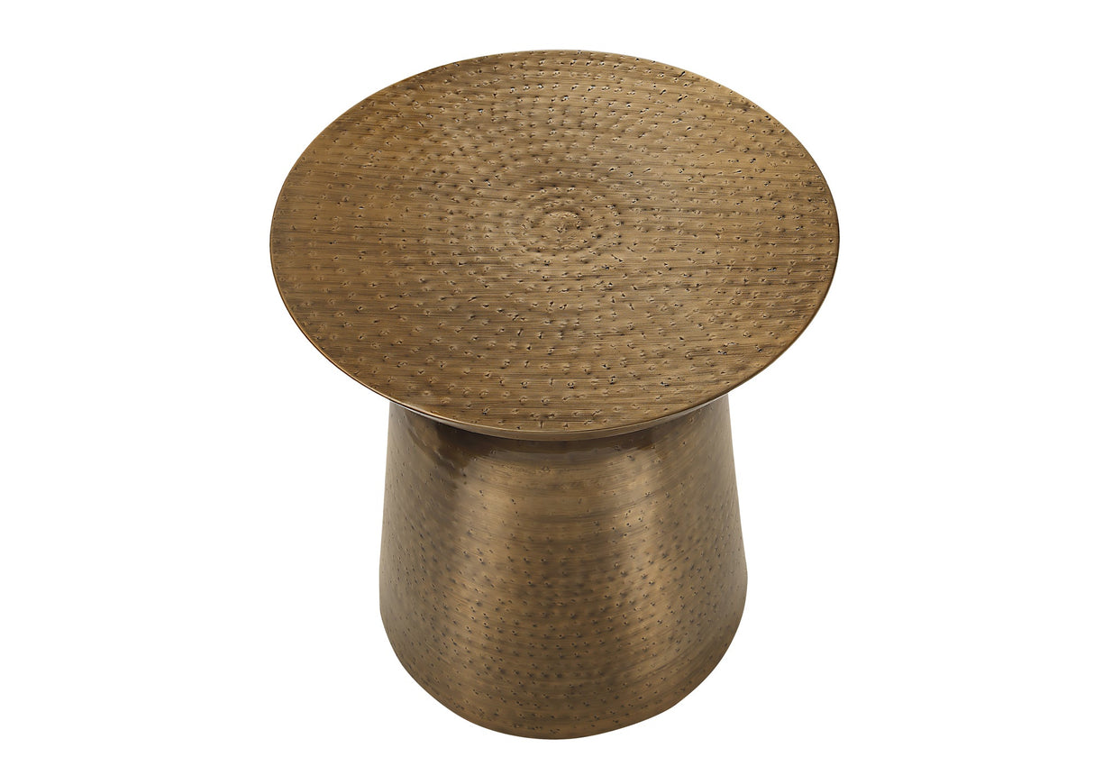 Arcanite End Table with Bell Shaped Base and Hammered Texture